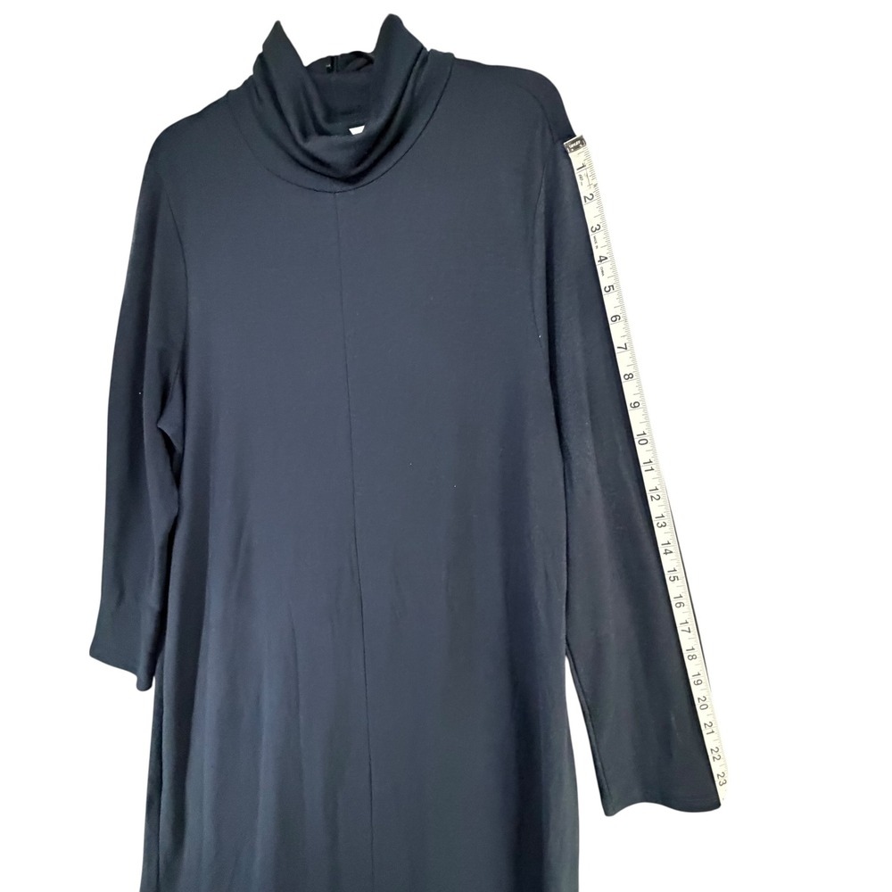 J Jill Pure Jill Luxe Tencel Shift Dress Womens XL Blue Turtleneck Liquid Drape - Picture 12 of 16